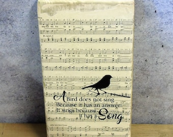 Rustic Wood Plaque Vintage Music and Song Bird Quote