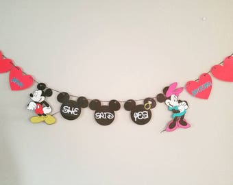 Disney engagement banner, Disney engagement window decor, she said yes! , Mickey and Minnie engagement decor, wdw, Disney, congrats