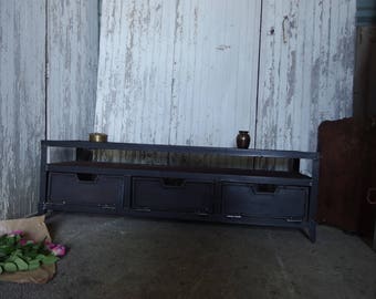 Cabinet wood and steel industrial style tv