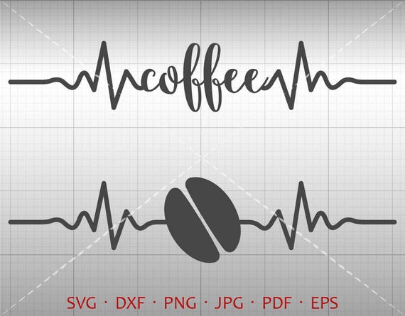 Heartbeat Coffee SVG EKG Coffee Clipart Coffee Bean SVG