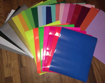 Heat transfer vinyl sheet HTV Iron on in Red Black Pink White Mint Neon