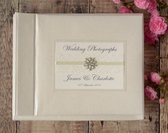 Personalised Wedding Photograph Album - Vintage Lace & Jewel Design. Handmade Wedding Photo Album. Wedding Gift. Wedding Keepsake.