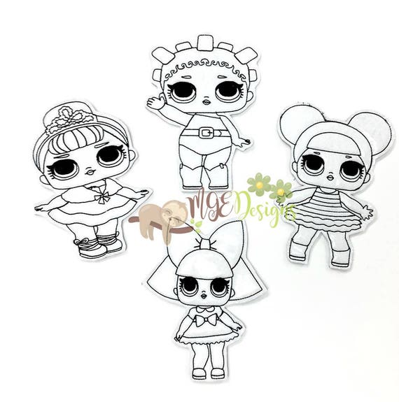 Lol Dolls Coloring Dolls Machine Embroidery Desgins 5x7 Hoop
