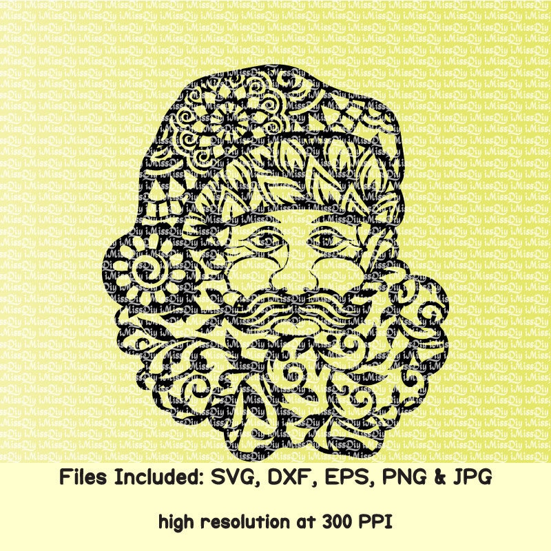 Download Mandala Christmas svg Zentangle santa svg santa face hat ...