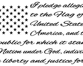 Pledge of Allegiance digital print black and white art