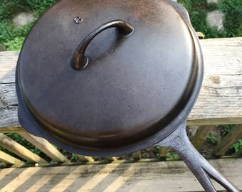 Vintage Griswold Cast Iron Skillet #8 Large Block Logop/n 704Z with Skillet Cover # 1035B
