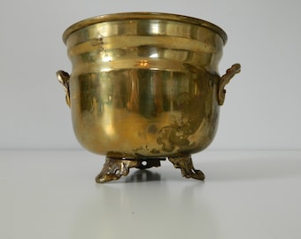 Mid Century Decor Brass Footed Planter or Pot