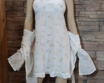 Cotton night gown and robe/2piece nightie set/mini night gown set/