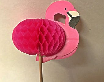 Pink Flamingo Cupcake toppers - Tropical Cupcake Topper - OilPatchBurlesque