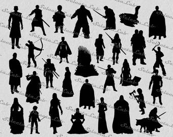 Digital SVG PNG game of thrones inspired, jon snow, targaryen, greyjoy, stark, lannister, clipart, vector, silhouette, instant download