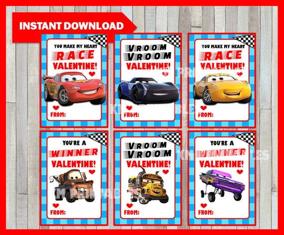Cars 2 Printable Valentine Cards