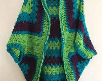 Button Up Waves Hooded Cocoon Crochet Pattern