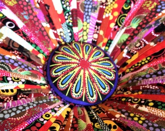 Tuffet Footstool made with Australian Aboriginal fabric by Dalgleish Cloth Works