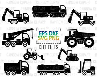 Construction Svg, Construction Clipart, Construction Decals, Tractor Svg, Transportation Clipart, Truck Svg, Crane Svg, Car Svg, Png Files