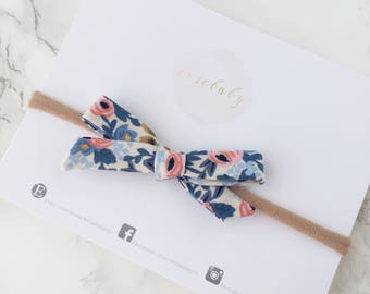 Blue Floral Bow, Baby Headband, Headbands, Baby Girl Headband, Baby Bows, Bows, Hair Bows, Newborn Headband, Infant Headbands