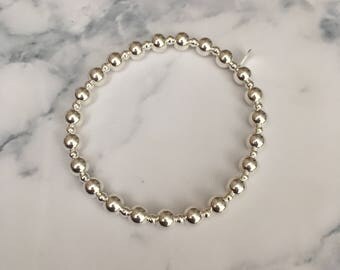 Sterling Silver chunky stack stretch bracelet