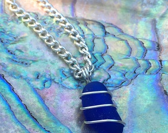 Cobalt Blue Sea Glass Necklace