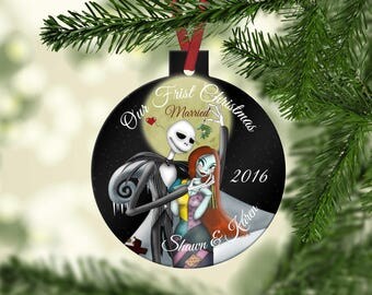Holiday Ornament, Christmas Ornament, Wedding Ornament, Anniversary Ornament, Personalized, Engagement ornament Nightmare Before Christmas,