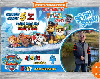 Paw Patrol Invitation, Paw Patrol Birthday Invitation, Paw Patrol, Paw Patrol Printable, Paw Patrol Birthday Card, Paw Patrol Pool Party