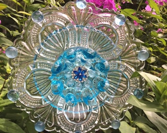 Repurposed Glass Flower/Suncatcher/Wall Decor/Garden Art