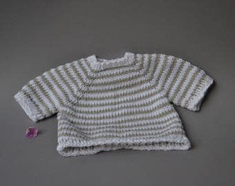 Knit dress made of cotton and linen - Waldorf doll clothes Steiner doll clothes Waldorf doll dress Steiner doll dress knit ringed stripes