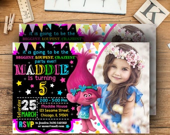 Trolls Birthday, Trolls Invitation, Trolls Birthday Invitation, Trolls Party, Trolls Birthday Party, Trolls Party Invitation, Poppy Trolls