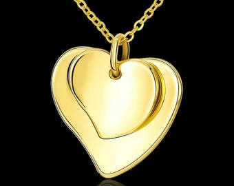 Gold Heart Necklace,Gold Heart Pendant,Gold Heart Jewelry