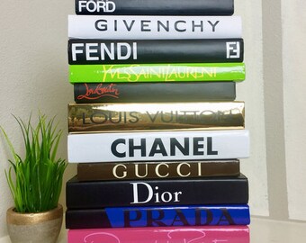 DESIGNER BOOK SET, 12 Books, Chanel, Tom Ford, Louis Vuitton, Fendi Books, Coco Chanel Book, Luxury Designer Decor, Home Decor, Housewarming