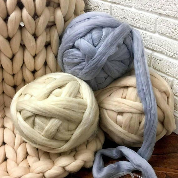 Super giant yarn. Soft yarn for knitting with hands. 100