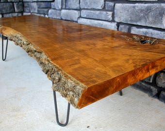 Custom made Live Edge Solid Wood Coffee Table - End Table - Desk - Console Table- TV table, TV stand - Wood Slab- Dining Table