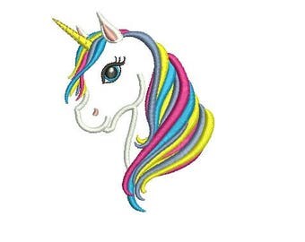 Unicorn Head Applique Design Embroidery Design Fill Design Machine Embroidery Instant Download Digital File EN2019E1