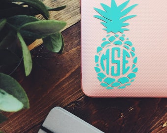 PINEAPPLE MONOGRAM // pineapple monogram sticker // vinyl monogram // laptop sticker // monogram sicker // personalized monogram // gift
