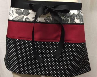 Teacher Apron with 6 pockets also perfect half apron for Wait Staff, Sales Staff, Gardening or Cooks