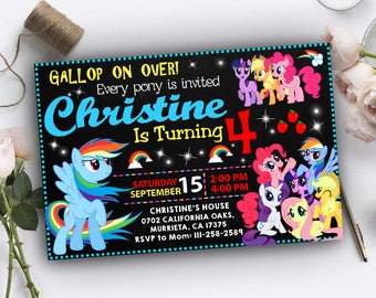 My Little Pony Invitation, My Little Pony Birthday, My Little Pony Birthday Invitations, My Little Pony Party, Little Pony Invitation