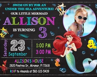Little Mermaid Invitation, Little Mermaid Birthday, Ariel Invitation, Ariel Birthday