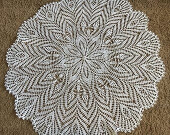 Beautiful handmade knitted round tablecloth Great gift Home decoration Doily Table Lace Crochet