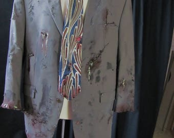 bloody zombie coat & tie (44R), zombie businessman, zombie costume, coat, bloody, undead, living dead, halloween costume, zombie suit. #1