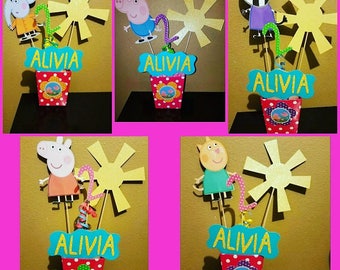Peppa pig centerpieces, peppa pig birthday party, peppa pig decorations