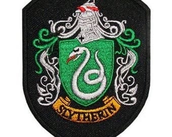 FREE SHIPPING-Domestic-InspireMeByAudrey Harry Potter Slytherin House Crest Embroidered Sew/Iron-on Patch/Applique 2" X 2.75"
