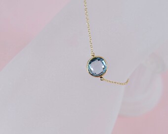 18k Gold Blue Topaz Bracelet