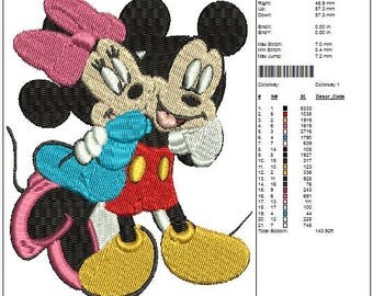 Mickey and Minnie Mouse. Embroidery design.