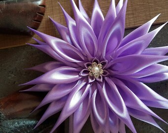 Dahlia is made of purple satin ribbon