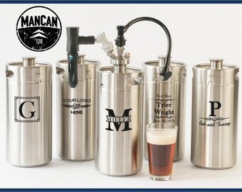 ManCan, personalized keg-style craft beer growler.