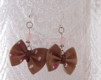 Earrings: model bows - Brown - clip earrings