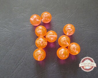 15 round beads pink fluorescent transparent DESTOCK 13 mm