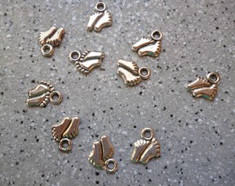 Lot de 10 breloques pieds en métal argenté, breloques, pendentif, accessoires bijoux