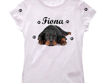 T-shirt Rottweller girl personalized with name