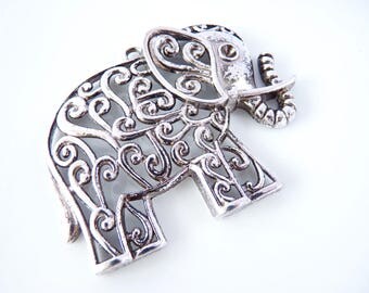 1 maxi pendant Elephant Ajoure 50 x 63 mm - silver
