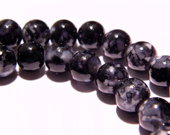 20 beads style glass "reality" - 8 mm black snowflake - PG96