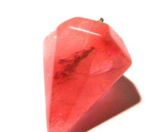 Pendant natural stone - quartz cherry-25mm - natural polished semi precious gemstone - F191